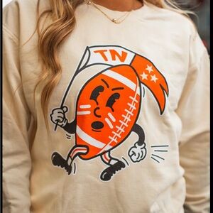 Cream Graphic Sweatshirt with Orange Design